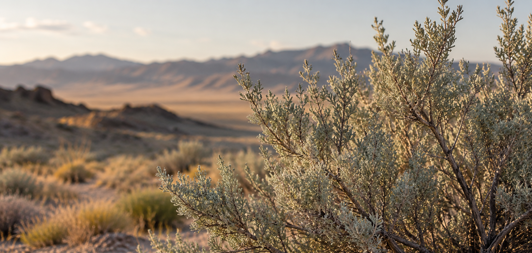 Desert sagebrush in warm evening light